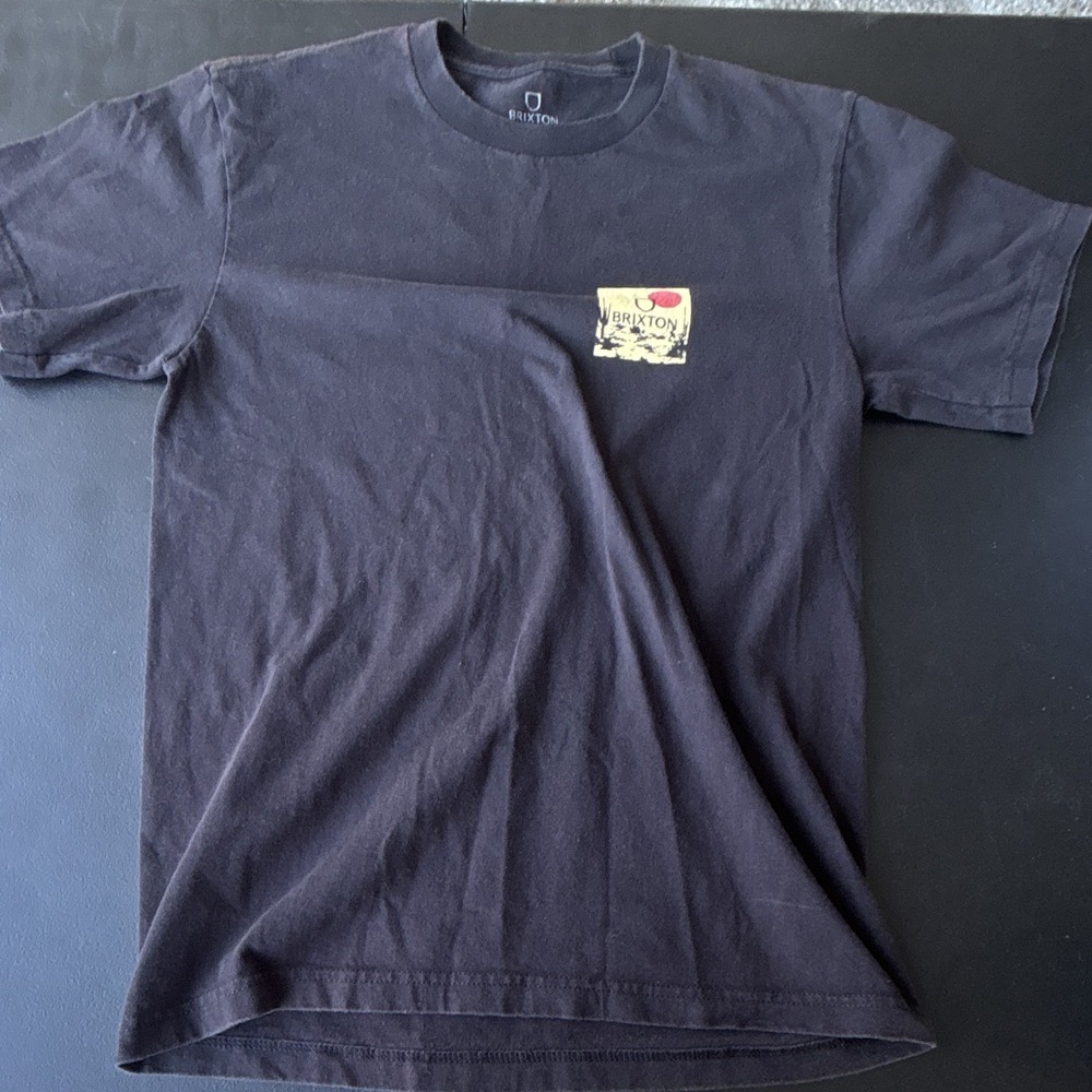 Brixton Standard Fit Black Cactus Logo Graphic Crew Neck T-Shirt Mens S Cotton
